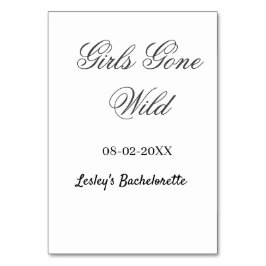 Tarjeta De Mesa Girls Gone wild Bachelorette party name date bride