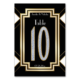 Tarjeta De Mesa Glam Art Deco Diamond Boda Cuadro Diez