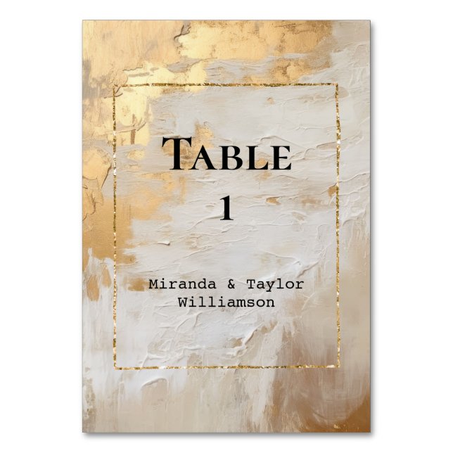 Tarjeta De Mesa Glam Cream White de oro (Anverso)