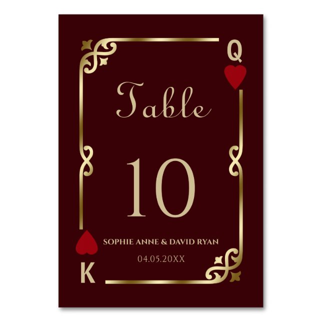 Tarjeta De Mesa Glam Gatsby Casino Las Vegas Poker Wedding (Anverso)