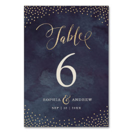 Tarjeta De Mesa Glam night gold calligraphy boda número de tabla
