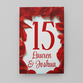 Tarjeta De Mesa Glamoroso Boda de Petales Rojos