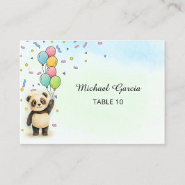 Tarjeta De Mesa Globo de Panda Adorable Cumpleaños 1