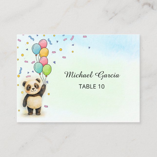 Tarjeta De Mesa Globo de Panda Adorable Cumpleaños 1 (Anverso)