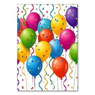 Tarjeta De Mesa Globos Coloridos de Cumpleaños Fiesta de Celebraci