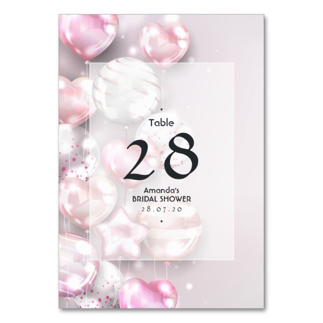 Tarjeta De Mesa Globos de color rosa y dorado rosa (Anverso)