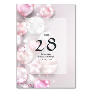 Tarjeta De Mesa Globos de oro rosados y Rosas