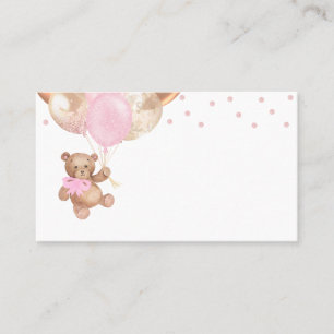 Tarjeta De Mesa Globos de Rosa Dorada Oso de Peluche Baby Shower