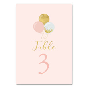 Tarjeta De Mesa Globos rosados y dorados Fiesta de cumpleaños de n