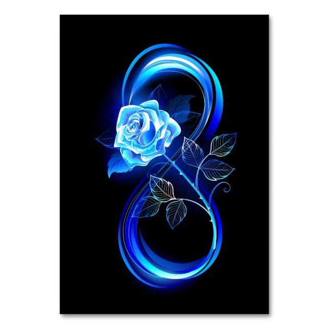 Tarjeta De Mesa Glowing infinity with blue rose (Anverso)