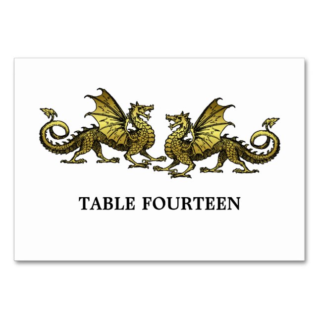 Tarjeta de mesa Gold Elegant Dragons (Anverso)