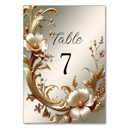 Tarjeta De Mesa Gold Floral Table Number