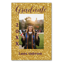 Tarjeta De Mesa Gold glitter photo graduation add name class text