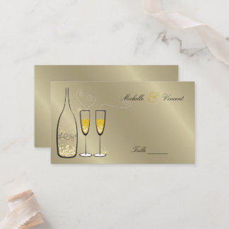 Tarjeta De Mesa Golden Bubbly Champagne Burbujas Moda Wedding Part
