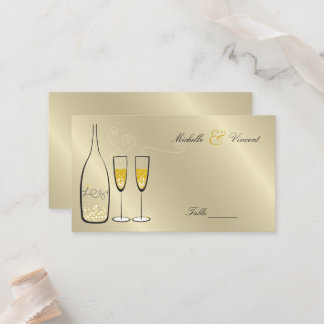 Tarjeta De Mesa Golden Bubbly Champagne Burbujas Moda Wedding Part