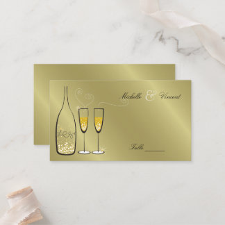 Tarjeta De Mesa Golden Bubbly Champagne Burbujas Moda Wedding Part