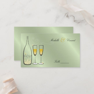 Tarjeta De Mesa Golden Bubbly Champagne Burbujas Moda Wedding Part