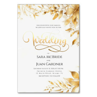 Tarjeta De Mesa Golden Radiance Botanical Wedding Invitation Card
