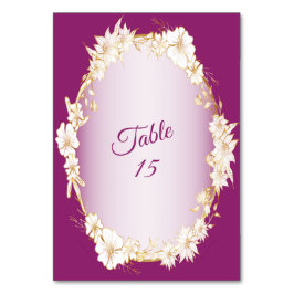 Tarjeta De Mesa Golden White Floral Pink Geometric Rustic Wedding