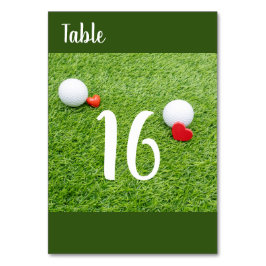 Tarjeta De Mesa Golf con amor en la mesa de césped verde