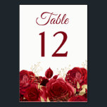 Tarjeta De Mesa Gorge Roses Rojos y Boda de oro o Quinceanera<br><div class="desc">Magnífico Boda de Roses Rojos y Oro o número de mesa Quinceanera Ver Nicho y Nest store para Set.</div>