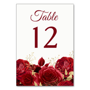 Tarjeta De Mesa Gorge Roses Rojos y Boda de oro o Quinceanera