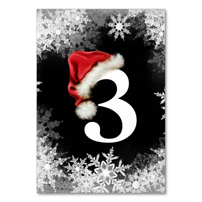 Tarjeta De Mesa Gorra de Santa Copo de Nieve Navidad (Anverso)