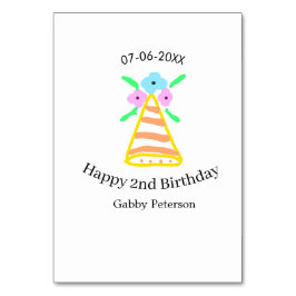 Tarjeta De Mesa gorra naranja niños de 2 años retro floral brillan