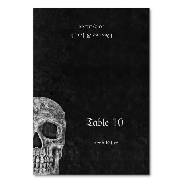 Tarjeta De Mesa Gothic Half Skull Cool Black And White Grunge (Anverso)