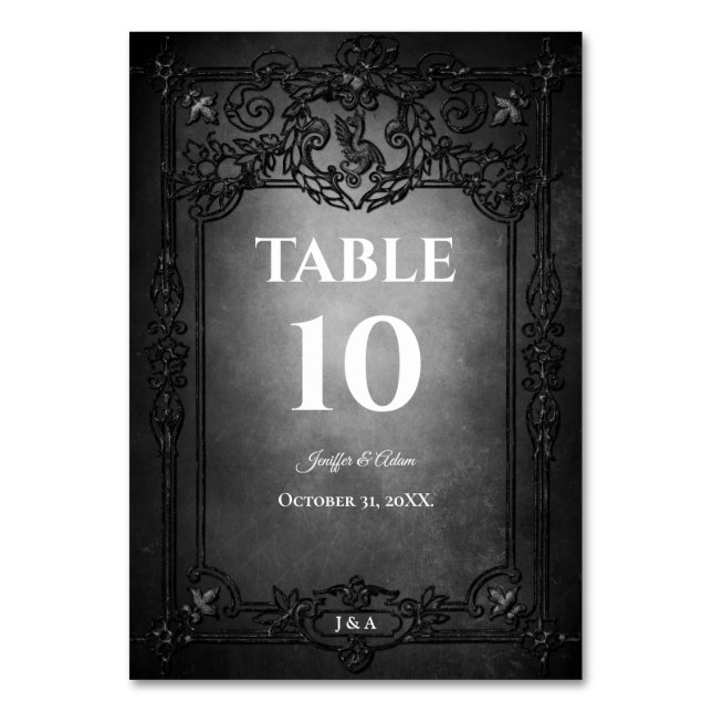 Tarjeta De Mesa Gothic Halloween Alternative Wedding (Anverso)