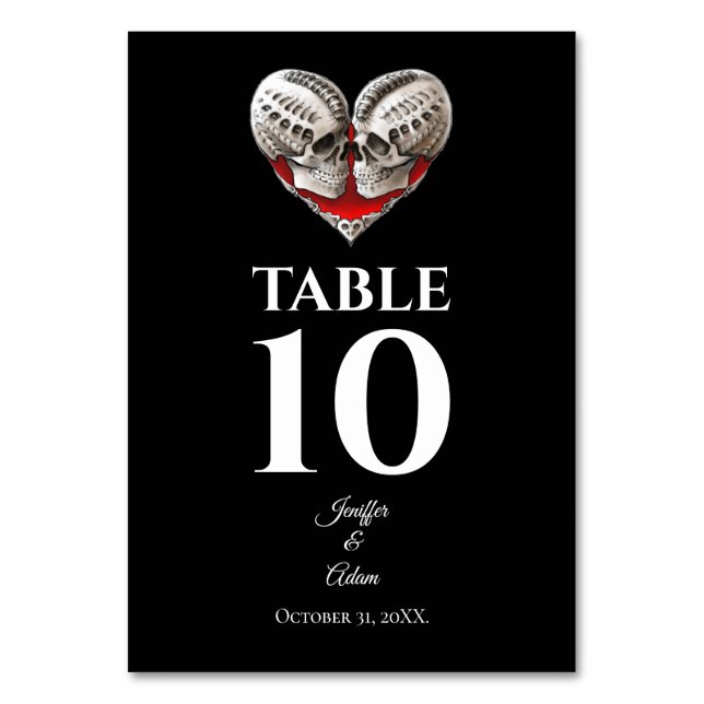 Tarjeta De Mesa Gothic Halloween Alternative Wedding (Anverso)