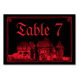 Tarjeta De Mesa Gothic Vampire Castle Black Red Wedding