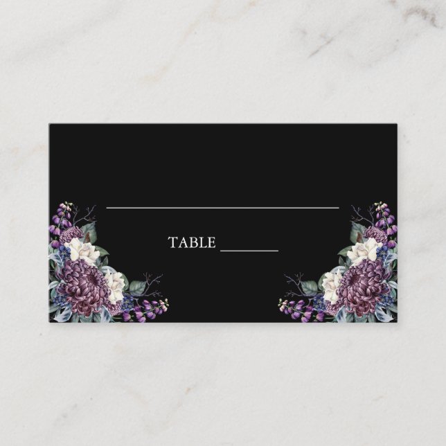 Tarjeta De Mesa Gótico estético oscuro Boda Bouquet (Anverso)