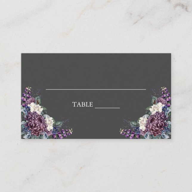 Tarjeta De Mesa Gótico estético oscuro Boda Bouquet (Anverso)