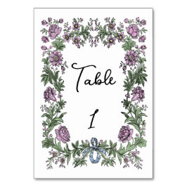 Tarjeta De Mesa Grabado Floral Antiguo