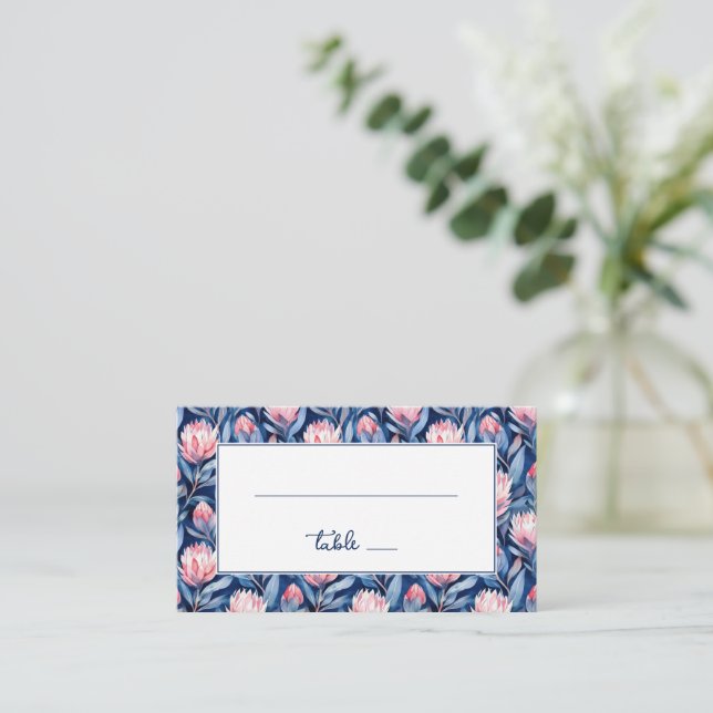 Tarjeta De Mesa Graceful Blue Floral Pattern (Anverso de pie)