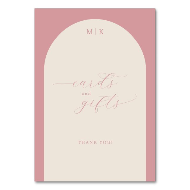 Tarjeta De Mesa Graceful Pink Calligraphy Thank You (Anverso)