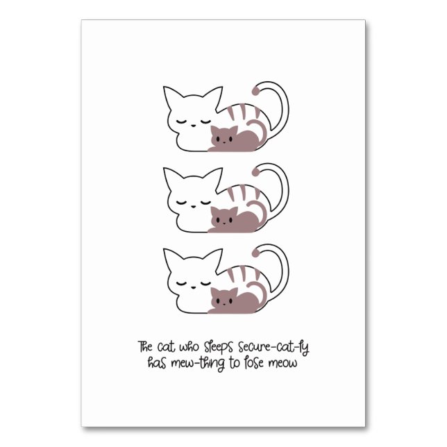 Tarjeta De Mesa Gracioso gato durmiente y arte II (Anverso)