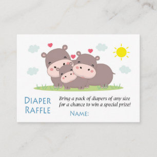 Tarjeta De Mesa Gracioso Hippo Diaper Raffle Tickets