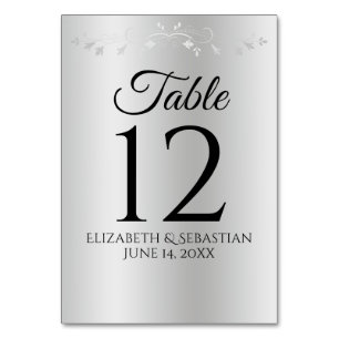 Tarjeta De Mesa Gradiente plateado Elegante Boda floreciente de ép