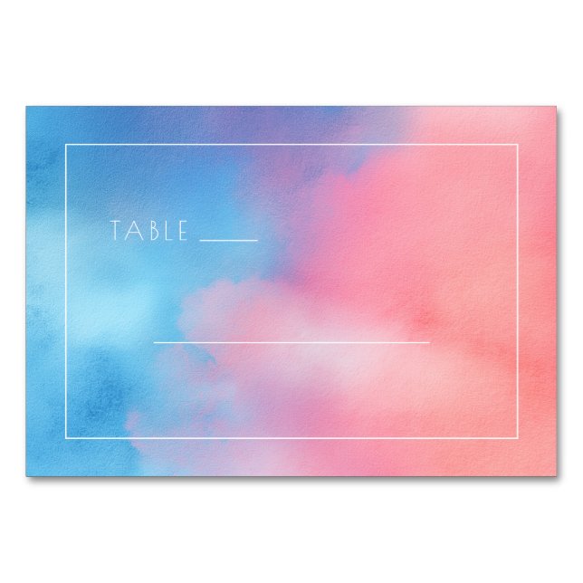 Tarjeta De Mesa Gradiente Rosa Azul Sereno (Anverso)