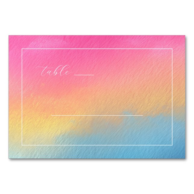 Tarjeta De Mesa Gradiente Sereno de Acuarela Ombre (Anverso)