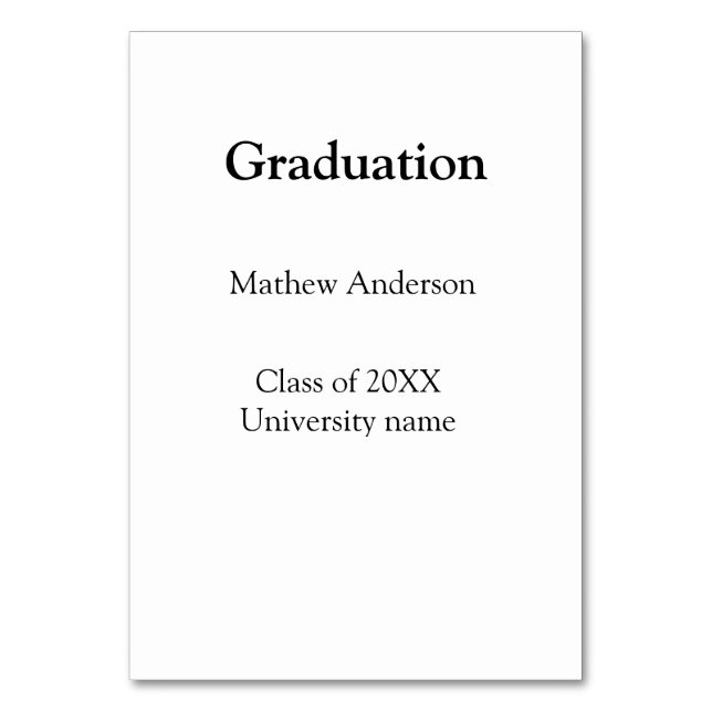 Tarjeta De Mesa Graduation name class of 20XX university name simp (Anverso)