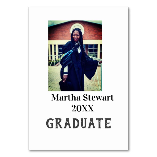 Tarjeta De Mesa Graduation photo name year class university simple (Anverso)