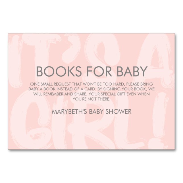 Tarjeta De Mesa Graffiti Rosa Baby Shower Trae Una Solicitud De Li (Anverso)