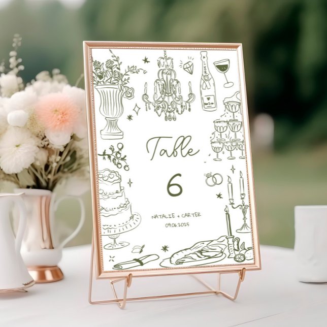 Tarjeta De Mesa Gráfica de asientos de Boda caprichosa dibujada a  (Subido por el creador)