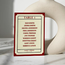 Tarjeta De Mesa Gráfica de asientos de Boda de Stub de boletos ret