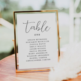 Tarjeta De Mesa Gráfica de asientos de Boda rústico simple caligra