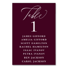 Tarjeta De Mesa Gráfica de asientos de caligrafía púrpura de pluma