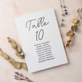 Tarjeta De Mesa Gráfico de asientos blancos negros con guión minim